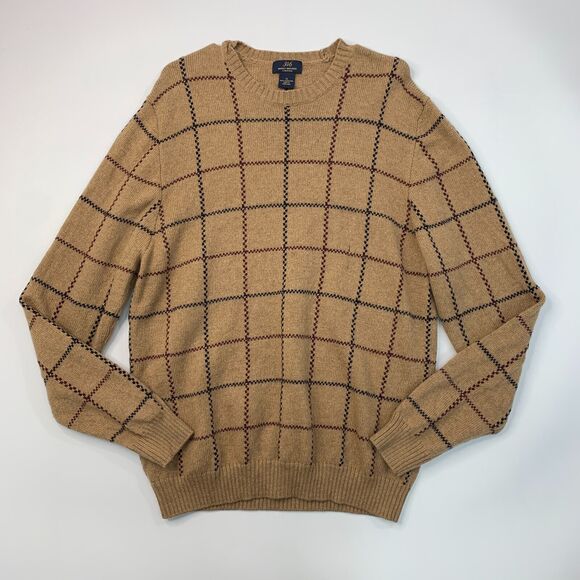 Vintage Brooks Brothers Lambswool Sweater Mens XL Extra Large Cobblestone Check - Picture 2 of 10